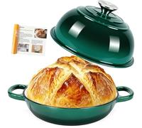 AHJ Dutch Oven For Sourdough Bread Baking, 26cm/5.7L Enameled Cast Iron Dutch Oven, Non-Stick Sourdough & Casserole Dish, Casserole Pot for Bread Baking, Roasting, Braising & Frying (Green)