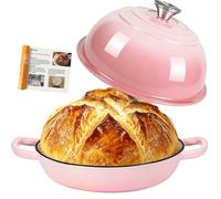 AHJ Dutch Oven For Sourdough Bread Baking,26cm/5.7L Enameled Cast Iron Pot | Non-Stick Sourdough & Casserole Dish,Casserole Pot for Bread Baking,Roasting,Best Gift for Valentine's Day (Pink)