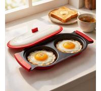 AHJ Microwave Egg Cooker,Multi-Use Microwave Egg Pan Crispy Pan-Fried Taste in 4 Minutes,Non-Rubbery Eggs,2 Egg Sunny Side Up Maker,Non-Stick,BPA-Free,Dishwasher Safe,Fast Breakfast Sandwich Egg Mold