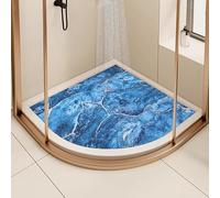 AHKFUL Non-Slip Anti Mould Corner Shower Mat for Inside Shower - PVC Loofah Design, Soft Comfortable Shower Tray Mat with Drainage Holes,G,(30inch) 75cm