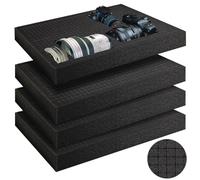 AHKUNMT 4 Pcs Foam Insert for Case, Pick Apart and Pluck Foam, Gun Case Foam Inserts Storage Foam with Bottom Use for Board Game Box Cases Storage Drawer as Tool Box Foam Inserts (Foam-4pc-Thick)