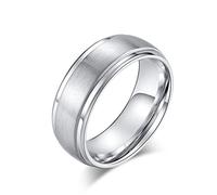 Ahloe Jewelry Titanium Rings for Men Wedding Bands Matte Brushed Stainless Steel Engagement Silver Black Gold Bevel Edge Size 7-13, Wood, Cubic Zirconia