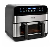 AHM Electronics 10L Dual Zone Air Fryer with Removable Divider, One Drawer or Two 5L Zones, 8 Presets, Dual Cook, Viewing Window & Internal Light, Black