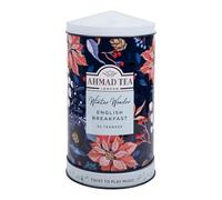 Ahmad Tea Christmas Music Caddy - 30 English Breakfast Teabags | Festive Gift Tin with Musical Base | Winter Wonderland Collection
