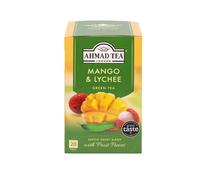 Ahmad Tea Green Tea | Mango & Lychee Green Tea | 20 Teabag Sachets | 1 Pack