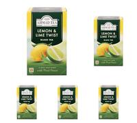 Ahmad Tea Lemon & Lime Fruit Black Tea | Black Tea - 20 Teabag Sachets (Pack of 5)