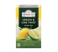 Ahmad Tea Lemon & Lime Fruit Black Tea | Black Tea - 6 x 20 Teabag Sachets