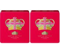 Ahmad Tea London Gift Boxes | Crown Pink Tea Selection Caddy | Black, Green & Fruit Tea Selection | British Tea Gift | 40 Teabags | 4 Tea Blends (Pack of 2)
