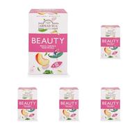 Ahmad Tea Natural Benefit Tea | Peach, Carob & Rose Petals "Beauty" Infusion | 20 Teabag Sachets | 5 Pack