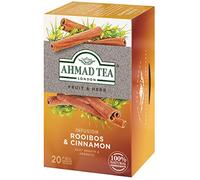 AHMAD TEA Rooibos & Cinnamon Tea Bags, 20 Bags x 6 Packs [Herbal Tea Decaffeinated Individually Packed]