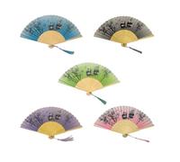 Ahmany 5 Piece Foldable Fan Set Vintage Panda Pattern Chinese Styles Folding Outdoor Event Essential Accessories Hand Home Decors