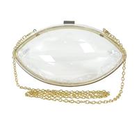 Ahmany Clear Acrylic Clutches Purses Transparent Evening Handbags with Gold Chain Strap Football Shape Crossbody Shoulder Bag Clear Clutch Purses