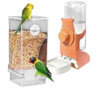 Ahmany Clear View Bird Feeder and Water Dispenser Set with Detachable Trays for Finches, Parrots ABS Construction 2PC Large Capacity Treat Dispenser