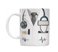 Ahmany Handle Coffee Mug 3D Stethoscope and Heartbeat Pattern Ceramic Cup Personalize Name Doctors Nurses Hospital Professional Ceramic Coffee Cup Customizable Doctor Name Stethoscope