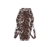 Ahmany Streetwear Coffin Crossbody Bag PU Shoulder Purse Multiple Compartments Adjustable Strap Punk Inspired Coffin Shaped Crossbody