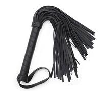 AHMistool Black Horse Whip Crop,Faux Leather Riding Crop Paddle Tassel Whips with Anti-Slip Grip Gel Handle, for Horse Training Stage Acts and Cosplay