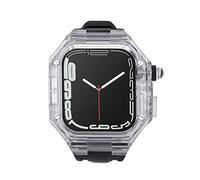 AHNHSKY Rugged Clear Case and Band for Apple Watch Series 8 7 45mm/SE 6 5 4 44mm, Luxury Designer Transparent Crystal Military Protective Cover Tactical Heavy Duty Protection for iWatch