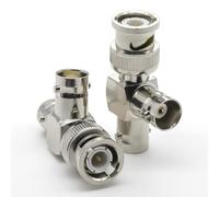 Ahoaepy 2PCS BNC Tee Splitter Connector, 3 Way BNC Tee Male to Dual Female Coax Adapter T-Shape Triple Coaxial Connector for CCTV, Radios, Antenna, LMR