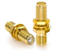 Ahoaepy 2PCS SMA Nut Bulkhead Connector, SMA Female to Female Barrel Panel Chassis Mount Antenna Adapter Coupler Adapter for FPV, Antennas, Ham Radio, Antenna Radio