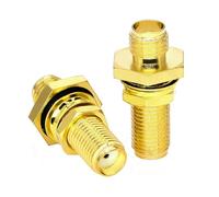 Ahoaepy 2PCS SMA Nut Bulkhead Connector, SMA Female to Female Coupler Connector with Waterproof Ring, Barrel Panel Chassis Mount Antenna Coupler Adapter for FPV, Antennas, Ham Radio, Radio
