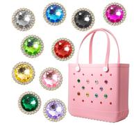 AHOKEL 10Pcs Bling Charm for Bogg Bag Luxury Jewelry Accessories Sparkling Rhinestone Bag Charms Women's Rubber Beach Bag Tote Handbag Charms Birthday Decor, One Size, Polyvinyl Chloride, No Gemstone