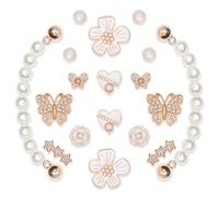 AHOKEL 18Pcs Bling Shoe Charms,Flower Rhinestone Butterfly Star Pearl Shoe Charm Pearl Shoe Chain Cute Clogs Shoes Decoration Fashion Party Favors Luxury Jewelry Accessories for Women