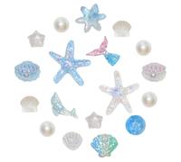 AHOKEL 18pcs Bling Shoe Charms for Women,Blue Starfish Shell Dolphin Fishtail Pearl Shoe Charms Pearl Shoe Chain Luxury Jewelry Cute Clogs Shoes Decoration DIY Party Favors