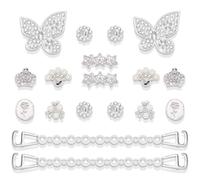 AHOKEL 18pcs Bling Shoe Charms for Women,Rhinestone Hollow Butterfly Stamen Star Crown shoe charms, Pearl Shoe Chain Luxury Jewelry Cute Clogs Shoes Decoration DIY Party Favors