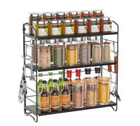 AHOMSEL Spice Rack 3-Tier Adjustable Height, Spice Organizer & Seasoning Organizer for Kitchen Countertop, Free Standing Storage Shelf for Bathroom, Cosmetic, Multi-Purpose Organizer