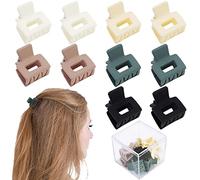 Ahoney 10Pcs Mini Hair Clips: 1inch Matte Jaw Clips, Barrettes for Thin to Thick Hair - Cute Tiny Clips with Box (Neutral)