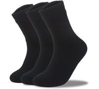 AHOO Womens Thermal Socks 3 Pairs Pack Unisex-Adult Extra Thick Warm with Fluffy Insulated Heated Inner Crew Socks Walking Boots Fully Cushioned Socks (Women Black (4-8)) (AHOO-MS-11)
