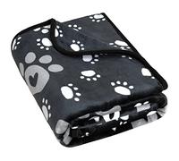 AHOOCUSTOM Dog Blanket, Soft Fleece Dog Blankets for Extra Large Dogs, Fluffy Flannel Pet Cat Puppy Blanket Mat Cover for Bed Couch, Cute Paw Print Throw Blanket for Dogs, Black 80"X60"
