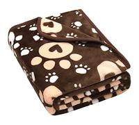 AHOOCUSTOM Dog Blanket, Soft Fleece Dog Blankets for Large Dogs, Fluffy Flannel Pet Cat Puppy Blanket Mat Cover for Bed Couch, Cute Paw Print Throw Blanket for Dogs, Brown 50"X40"