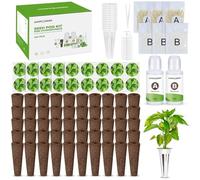 Ahopegarden 132pcs Hydroponic Pods Kit: Compatible with AeroGarden Herb Kits with 50 Grow Sponges, 50 Pods Lable, 12 Grow Baskets and Dome, 8 A&B Plant Food, Indoor Garden Kit Supplies for Most Brands