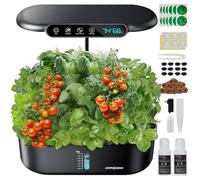Ahopegarden Hydroponics Growing System kit: 12 Pod Indoor Herb Garden with Smart Environmental Detection，LED Grow Light，LCD Display，Hydroponic Planter for Vegetables，Herb，Lettuce，Home Gardening