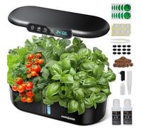 Ahopegarden Hydroponics Growing System kit: 12 Pod Indoor Herb Garden with Smart Environmental Detection，LED Grow Light，LCD Display，Hydroponic Planter for Vegetables，Herb，Lettuce，Home Gardening