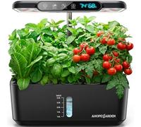 Ahopegarden Hydroponics Growing System kit: Indoor Herb Garden - 10 Pods Plant Germination Kit with LCD Display and LED Grow Light, Smart Temp & Humidity Detection, Planter Grower for Vegetables