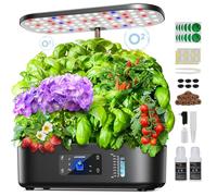 Ahopegarden Hydroponics Growing System Kit Indoor Herb Garden with Grow Light 12 Pods, with LCD Touch Panel Hydroponic Planter, Planting Height Up to 17", Grower Harvest Fresh Veggie Lettuce, Black
