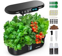Ahopegarden Indoor Garden Hydroponics Growing System: 12 Pods Plant Germination Kit with LCD Display and LED Light, Smart Environmental Detection, Hydrophonic Planter Grower for Fresh Vegetables Home