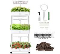 Ahopegarden Indoor Garden Hydroponics Growing System Kit: 66 Pods Plant Herb Garden Germination Kit with LED Grow Light, 30L Large Capacity Kitchen Hydroponics Planter Grower for Vegetable Fruit
