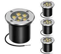 AHOTSUK Outdoor Buried Lights LED Ground Light Mains Powered Garden Lights Underground Light 6W 12V 24V IP67 Waterproof Low Voltage Well Lighting for Garden, Pathway, Patio(Warm White)