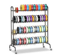 AHOWPD 3D Printer Filament Storage Rack - 4 Tier Rolling Filament Spool Holders Racks with Wheels, Heavy Duty Metal Shelf for PLA/ABS/TPU, Filaments Organzied for 3D Printing Studio, Office Workshop