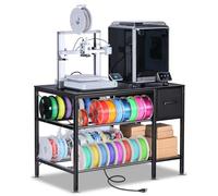 AHOWPD 3D Printer Table with Filaments Storage - 3D Printer Stand Filament | 3-tier heavy-duty 3D printers stand, 39.4 x 23.7 x 28.4in Workbench holds 3 D filament spools for home studio, office