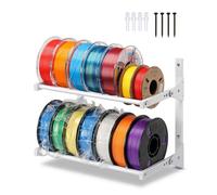 AHOWPD Wall Mount Filament Storage Rack- Wall Mount 3D Printer Filament Storage Rack 2 Tier Filament Spool Holders Racks, Heavy Duty Metal Shelf for PLA/ABS/TPU, Filaments Organzied (White)