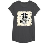 Ahoy, Matey! Pirate Women Sea Adventure Buccaneer T-Shirt, Girls, Dark Heather Grey, Medium