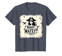 Ahoy, Matey! Pirate Women Sea Adventure Buccaneer T-Shirt, Kids, Heather Blue, 10 Years