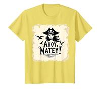 Ahoy, Matey! Pirate Women Sea Adventure Buccaneer T-Shirt, Kids, Lemon, 12 Years