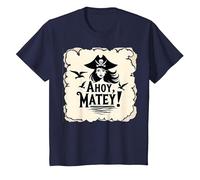 Ahoy, Matey! Pirate Women Sea Adventure Buccaneer T-Shirt, Kids, Navy, 6 Years