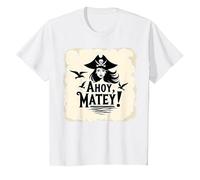 Ahoy, Matey! Pirate Women Sea Adventure Buccaneer T-Shirt, Kids, White, 2 Years