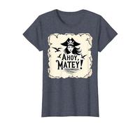 Ahoy, Matey! Pirate Women Sea Adventure Buccaneer T-Shirt, Women, Heather Blue, L